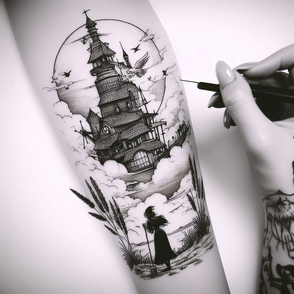 Intricate Tattoos Based On "Howl's Moving Castle"